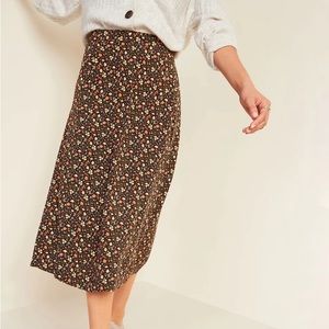Old Navy Green Flower Print Slip Skirt Midi Medium
